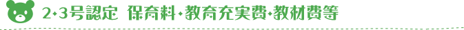 2・3号認定　保育料・教育充実費・教材費等